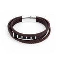 Daili Double Dark Brown Braided Bracelet Leather Bracelet  Men Fashion Jewelry Accessories Gifts for Men