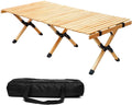 WOQI Full Wooden Top Folding Table Picnic Camping Rolling Table Egg Roll Wooden Outdoor Table