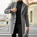 Autumn and Winter New Single-Breasted Trench Coat Casual Men's Grey Wool Overcoat