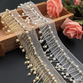 White/blacl/gold Fabric Handmade Sewing Craft Material Cloth Pearl Beaded Lace Ribbon Tape Trim