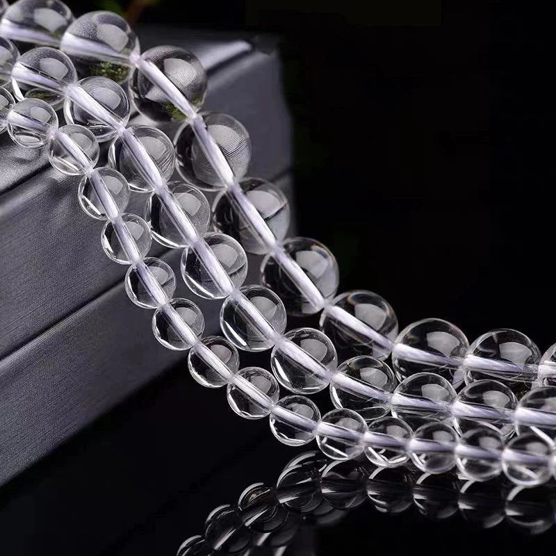 Wholesale Cheap 4/6/8/10/12mm round White Clear Glass Beads Loose for Jewelry Making DIY Bracelets 15''