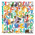 50Pcs Children Kids Early Educational Graffiti Study Letter Alphabet Student Teacher Number English Words Decorative Stickers