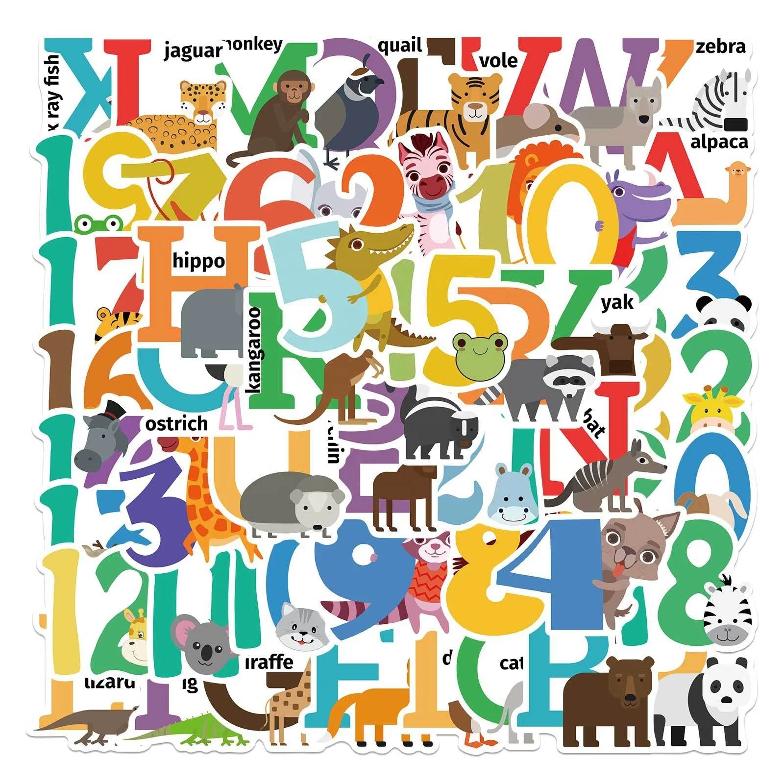 50Pcs Children Kids Early Educational Graffiti Study Letter Alphabet Student Teacher Number English Words Decorative Stickers