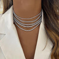 Luxury Geometric Cz Diamond Tennis Necklace Wedding Sterling Silver 925 Jewellery Necklace for Women