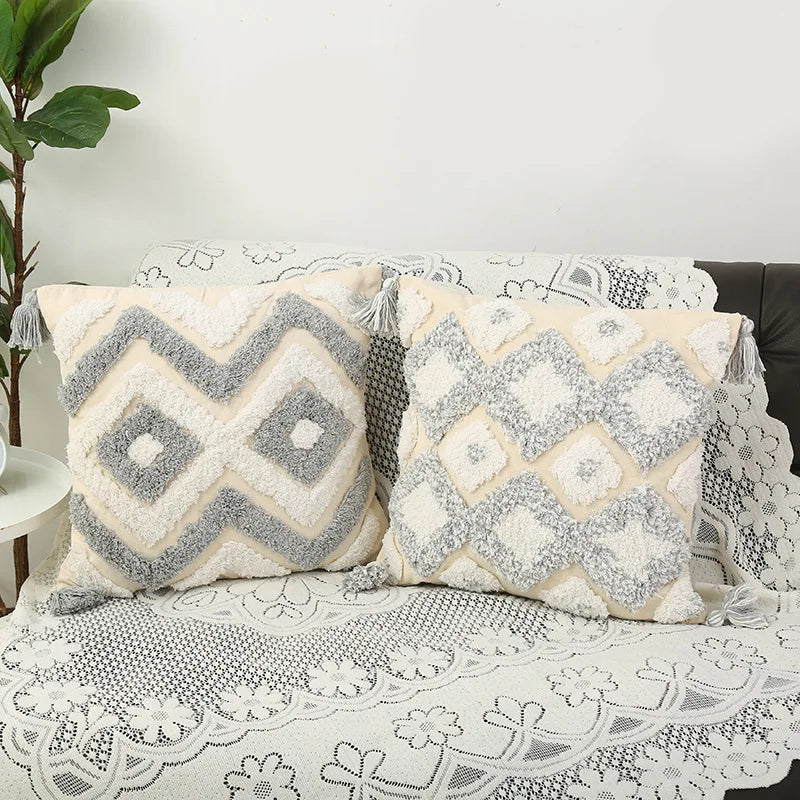 Plush Embroidered Pillow Nordic Minimalist Plush Home Sofa Decora Pillowcase Wholesale Living Room Bedroom Pillow Cushion Cover