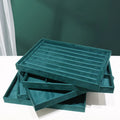 Wholesale Multi Style Green Velvet Jewelry Tray Ring Earrings Necklace Bracelet Display Storage Case for Jeweler Shop Store