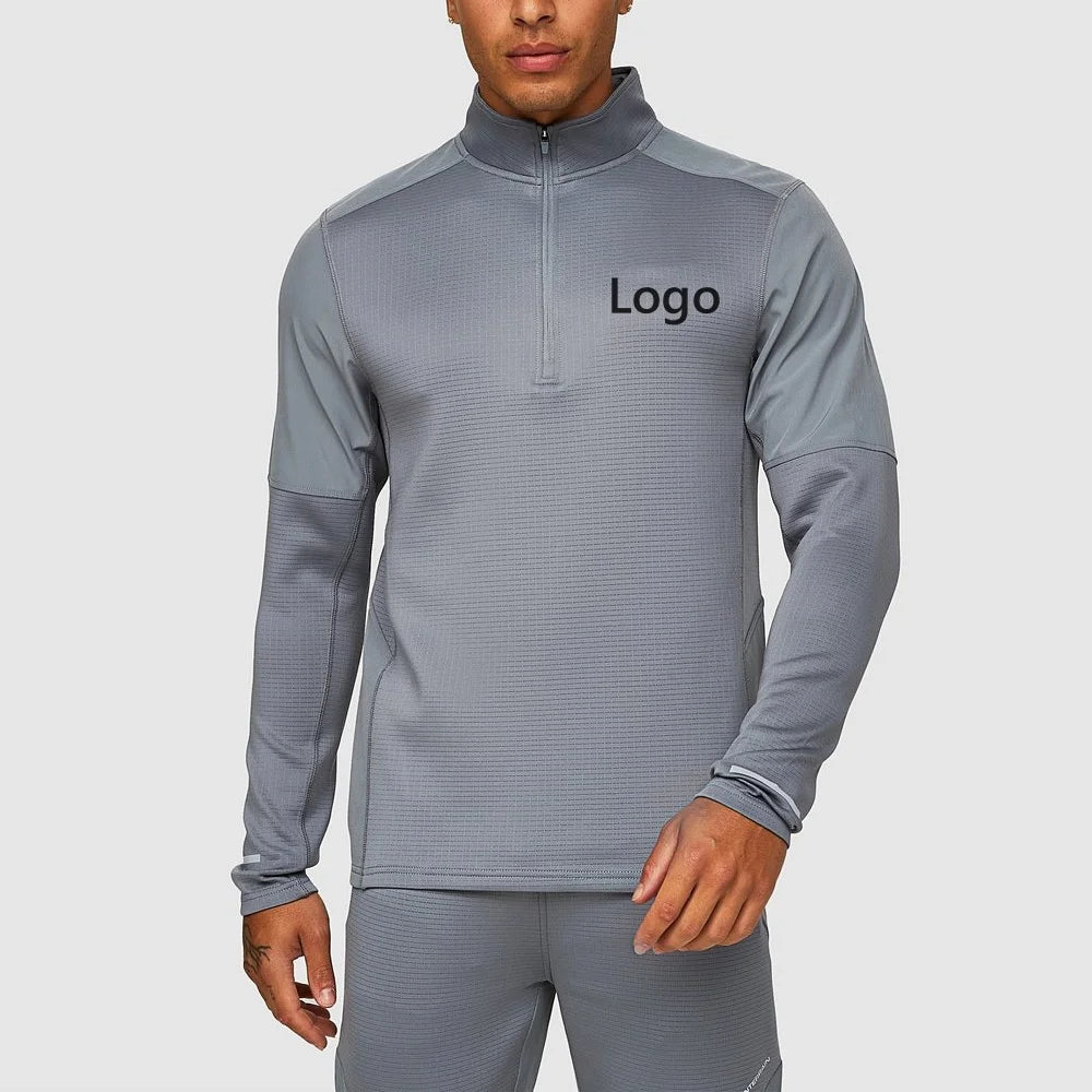 Custom Logo 1/4 Zip Autumn New Fashion Outdoor Long Sleeve T-shirt for Men 2024