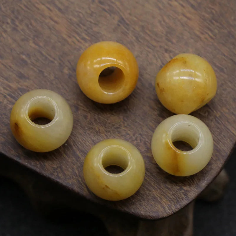 HZ Fancy Natural Round Multiple Styles Striped Yellow Jade Stone Loose Beads for Jewelry Making