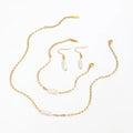 Joolim  18k Gold Plated Irregular Real Natural Freshwater Pearl Stainless Steel Paper Pin Necklace Bracelet Earring Jewelry Set