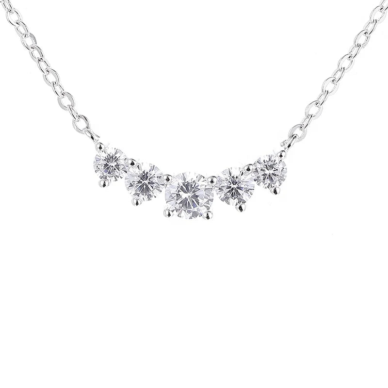 Wholesale Fine Jewelry Popular CLASSIC 925 Sterling Silver Unisex Pendant Necklace with VVS Moissanite Five Stones for Gift