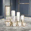 Diamond Shape Luxury Empty Plastic Acrylic Jar Bottle Set 5g-100ml in Champagne Gold Polyhedron round Pattern Cosmetics Lotions