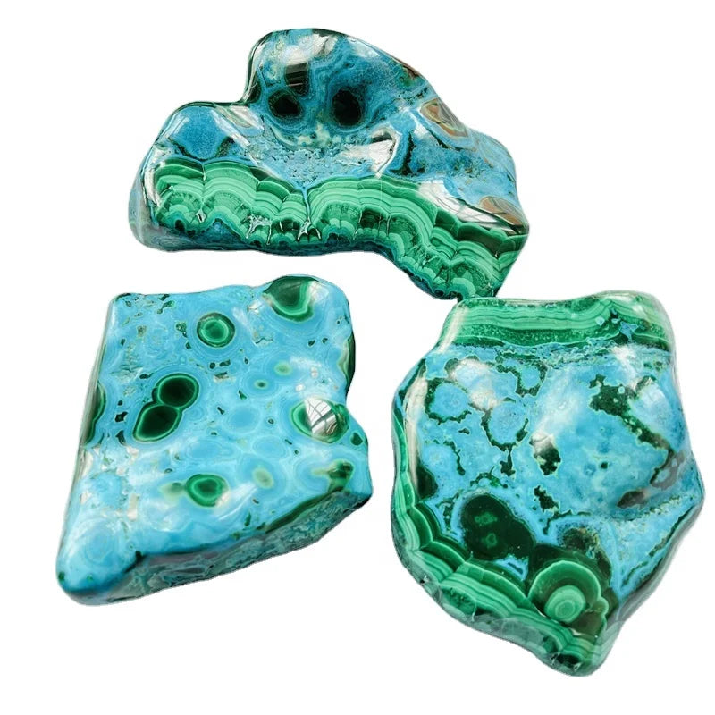 Wholesale Natural Raw Malachite Slices Polished Chrysocolla Freeform Crystal Stone for Sale