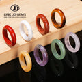JD Natural Semi-precious Stone Running Ring Smoothy Mixed Color Green Aventurine Agate Jade Blue Turquoise Stone Finger Rings