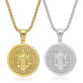Wholesale Gold Silver Stainless Steel Saint Benedict Medal Necklace Protection Jewelry for Men Women