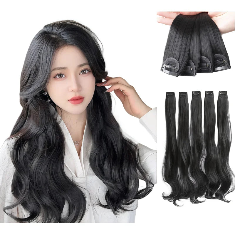 Brown Black Single Clip in Curly Wig Piece Invisible Hair Extensions Fluffy Increase Hair Volume Curling Hair Patch