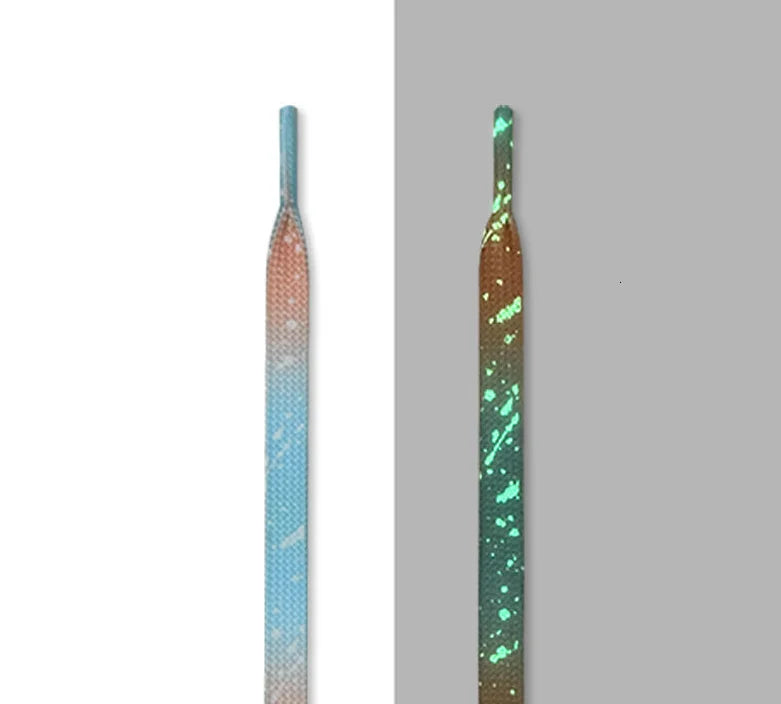Rewin New Fashion Gradient Tie Dye Printed Shoelaces Shine in the Dark Sneaker Shoelaces