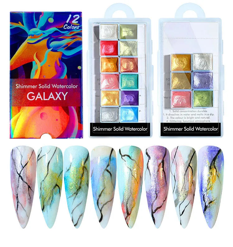 6 Colors Blooming Paints Watercolor for Nails Abstract Nail Art Pigment Magic Solid Pearl Chrome Polish Manicure Glitter