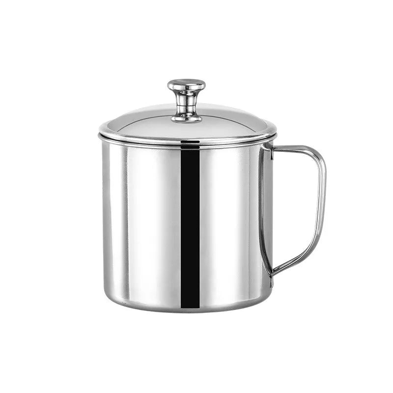 Custom Logo Milk Cup With Lid Stainless Steel Water Drinking Cup With  Handle Camping Beer Mug