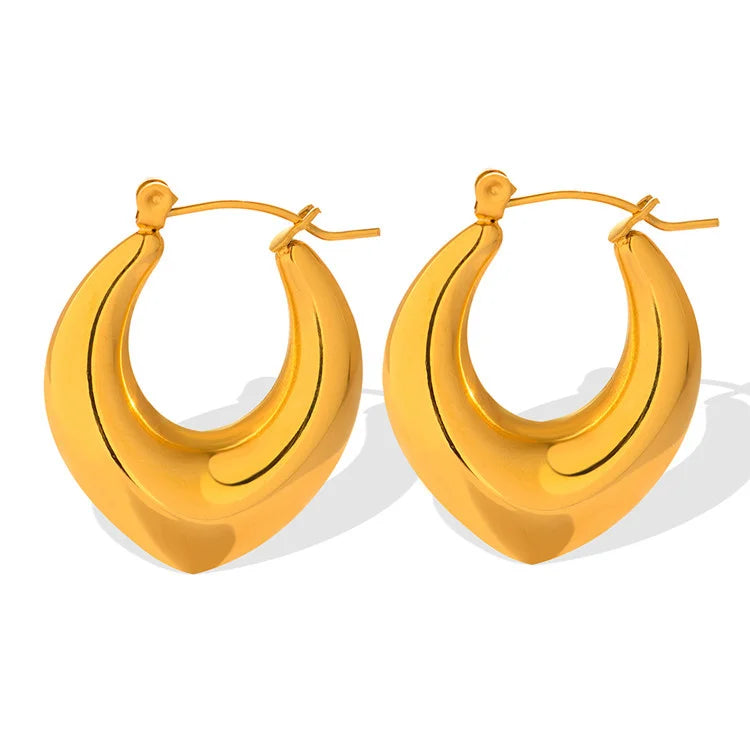Wholesale Quality Trendy Brands Ladies Statement Bean U-Shaped Earrings Stainless Steel 18K Gold Plated Earrings