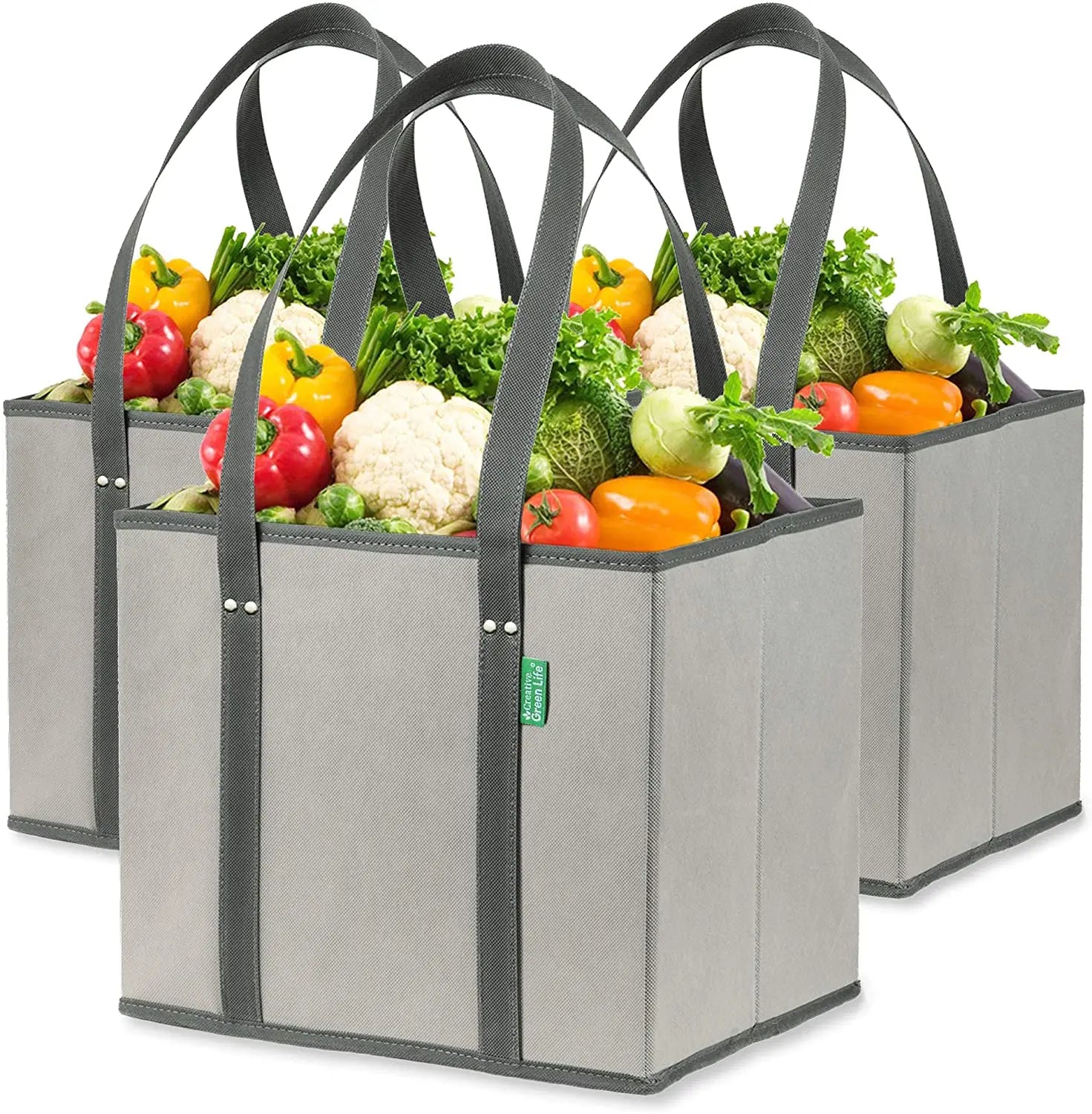 Wuchuang WUCH-36A Heavy Load Reusable Eco-friendly Non-woven Large Handled Compact Laundry Basket Shopping Bag Reinforced Bottom