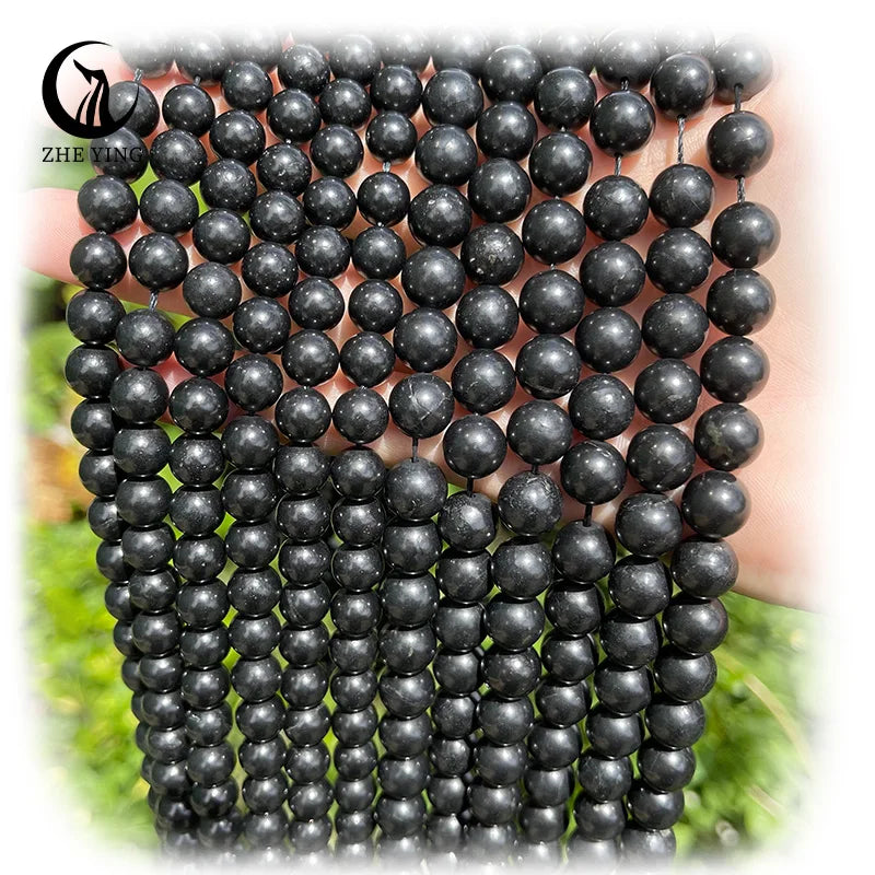 Zhe Ying Wholesale 6/8/10mm Shungite Beads Natural Stone Beads Round Shungite Bead Bracelet Stone Loose Gemstone