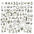 100pcs Mixed Jewelry Designer Charms for Diy Bracelet Antique Silver Plating