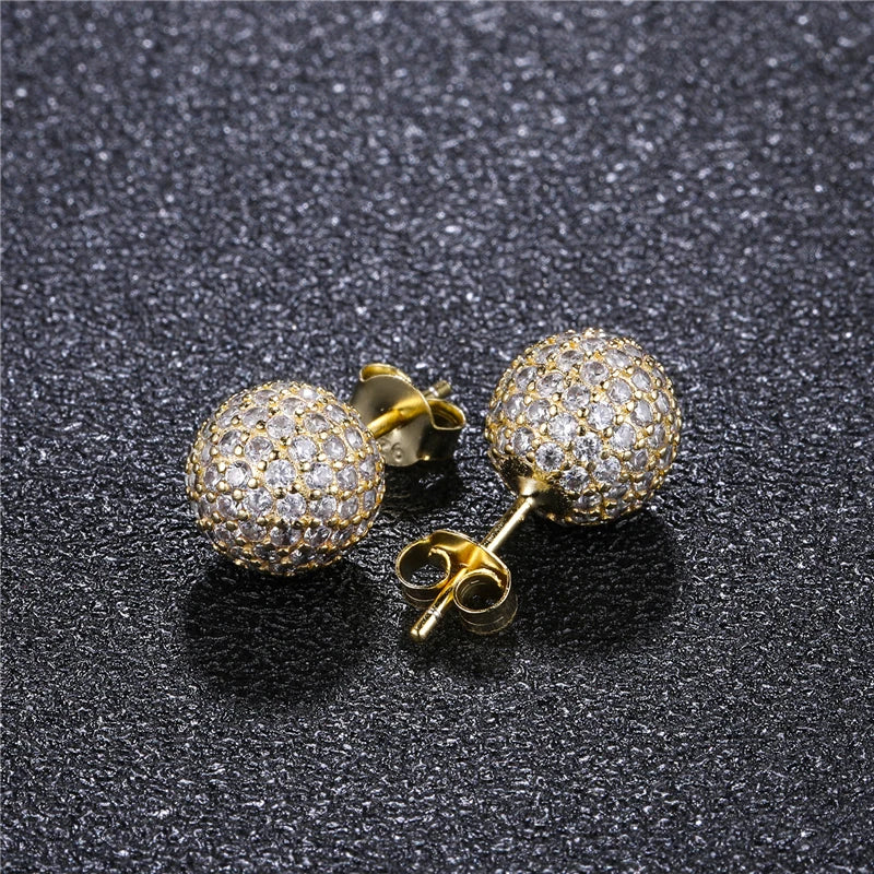 New Stylish Jewelry 6mm 8mm Round CZ Ball Stud Earrings Micro Pave Cubic Zircon Ball Stud Earrings for Women