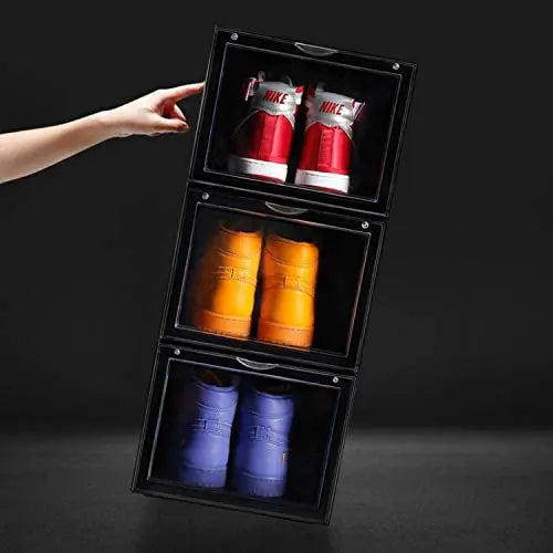Shoes Storage Box Transparent Plastic Stackable Shoe Box Case Home Drop Front Shoe Storage Box