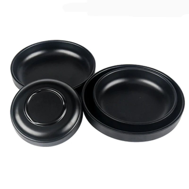 Japanese Restaurant Dinner Serving Unique Korean Style 6.5 Inch Appetizer Black Melamine Dish