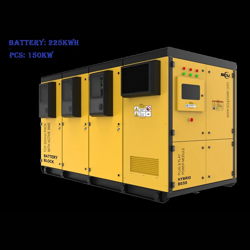 SCU 225kWh 150kW Commercial Off-Grid Energy Storage System LiFePO4 Battery Air Cooling IP54 3-Year Warranty Reliable Power