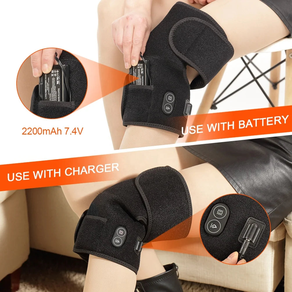 SAVIOR Arthritis Pain Relief Multifunctional Heated Electric Breathable Adjustable Unisex Knee Brace Wrap Vibration Knee Pad
