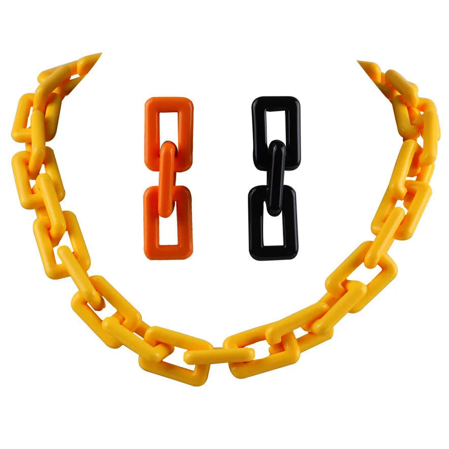 Fashion Bohemia Style Candy Color Jewelry  Punk Geometry  Big Long Acrylic Link Chain Necklace Earrings Party Jewelry Sets