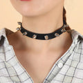 Hot Sale Women Lady Punk Rock PU Leather Necklace Harajuku Gothic Choker Plastic Rivet Buckle Collar Necklace