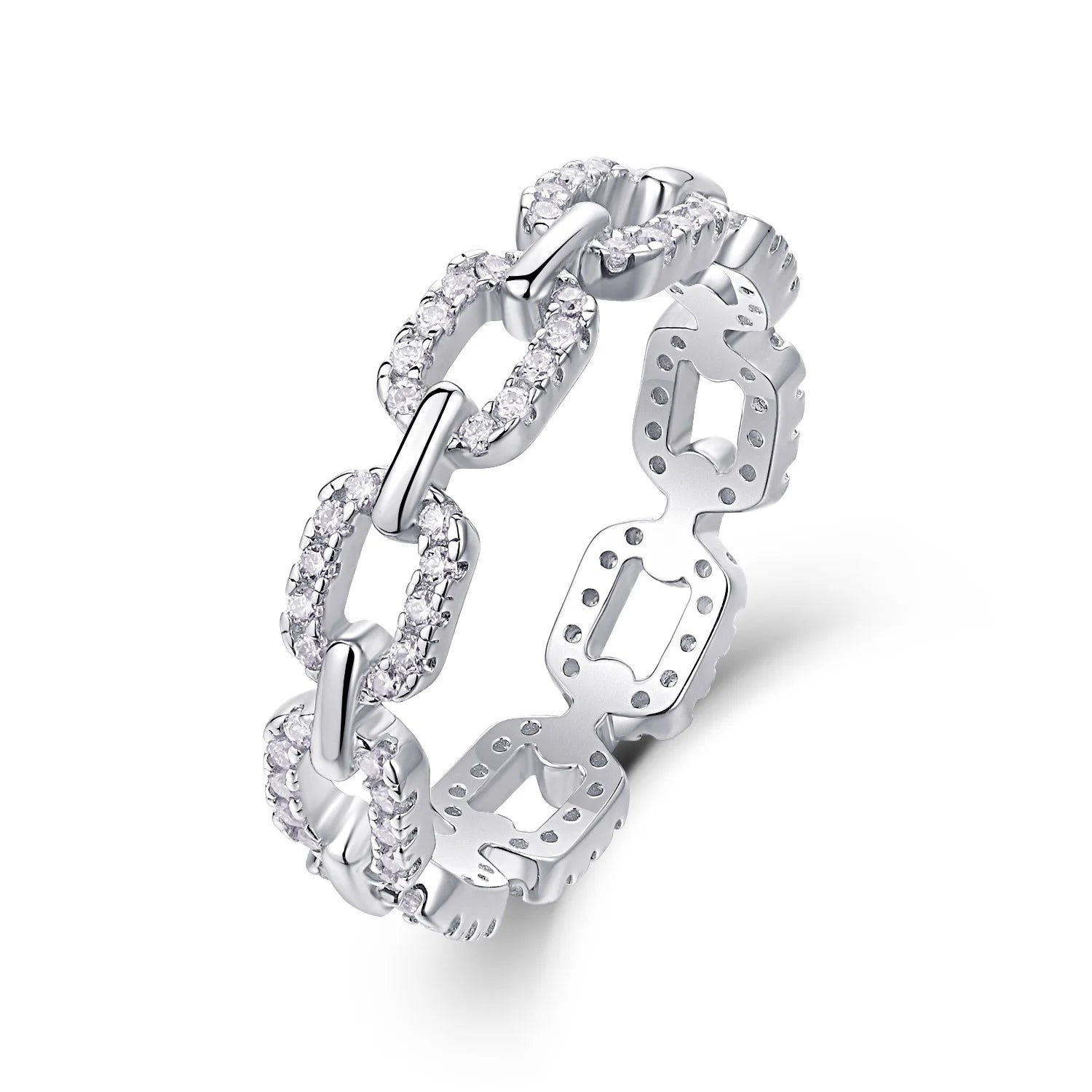 925 Sterling Silver Fine Jewelry Moissanite Chain Ring Hip Hop Personalized Jewelry Rings for Women Party