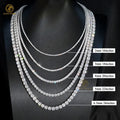 Tennis Necklace Bracelet Rhodium Plated 18K Gold 2mm 3mm 4mm 5mm 6.5mm Round 925 Sterling Silver VVS Moissanite Tennis Chain