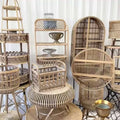 Creative Design Indoor Coffee Table Modern Rattan Cage Side Table for Living Room Simple Tea Table