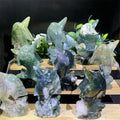Factory Price Energy Crystals Stone Natural Gemstone   Moss Agate Dolphin Carving  for Decoration