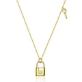 925 Sterling Silver Zircon Heart Lock and Key Bamboo Chain Pendant Necklace Rhodium/Gold Plated for Party