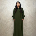 LM008 Crepe Slip Abaya Dress Flounce Sleeves with Pockets Zipper Ironless Longsleeves Summer Dress 2024 Prayer Dress Modest