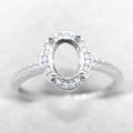 Sterling Silver 6*8mm Semi Mount Ring Frame Empty Blank Support Claw Setting S925 Base Holder Without Center Stone for DIY Inlay