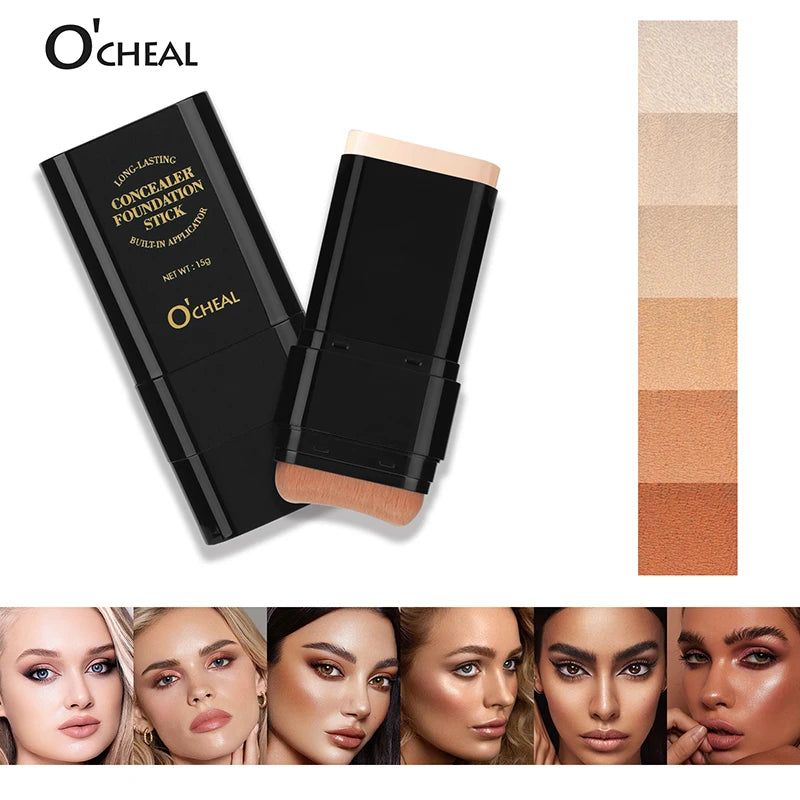 Foundation Stick Face Makeup Waterproof Nature Full Coverage Concealer Foundation with Brush MegaBDM