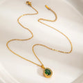 Women's Trendy Stainless Steel Necklace Gold Plated Link Chain with Geometric and Number Shape Fashionable Inlaid Zircon Gift
