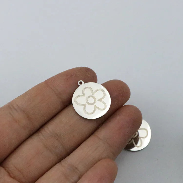 20mm Circle Biserebi Jewelry Findings Components Stainless Steel Pendants and Flower Charms Pendant for Jewelry Making
