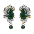 Classic Rhodium and Gold Plated 925 Silver Jewelry Natural Jadeite Drop Earrings for Women Anniversary Gift
