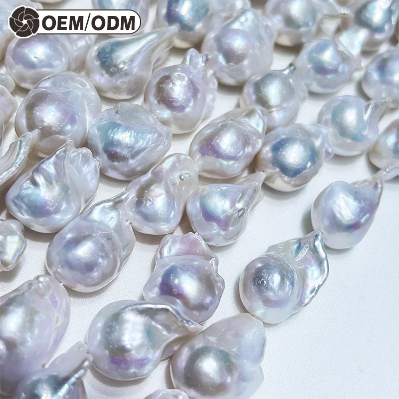 Wholesale Baroque White Cultured Pearls Strands Natural Loose Beads NGTC Certified AA/AATrade 22x15mm the Muses Jewels