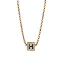 QiuHan 26 English Letter Gold Plated  Square Pendant Necklace