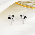 Fine 925 sterling silver black diamond heart shape fashion women personality stud earrings