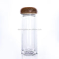 Eco-friendly Double Wall High Borosilicate Glass Water Bottle with Bamboo Style Lid