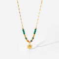 New Arrivals Manual Natural Stone Beads Splicing Necklace Women's Sun Pendant Statement Necklace
