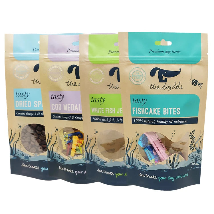 Hot Sale Pet Food Packaging Zip Lock Bag Stand up Pouch Kraft Paper Bag With clear Window